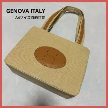 GENOVA ITALY 제노바 H 로고 토트백 A4 사이즈 캔버스