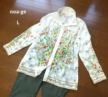 noa-ge 노아주 긴팔 셔츠 오버 블라우스 꽃무늬 엘레강트