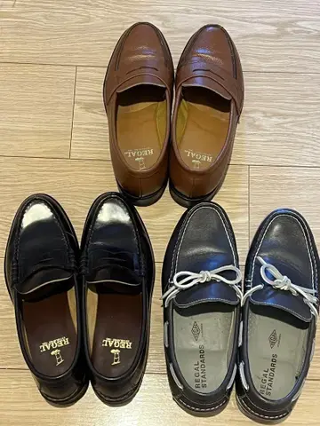REGAL 로퍼 3켤레 세트 다크 브라운, 브라운, 네이비, 새상품급