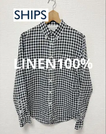 SHIPS 체크 무늬 린넨 셔츠 L 사이즈