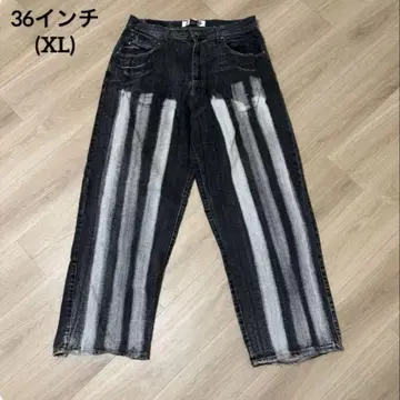 스트라이프 디자인 데님 팬츠 XL 90s