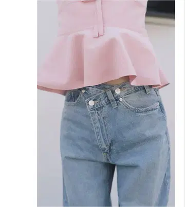 자라 하이 웨스트 크로스 허리 와이드 데님