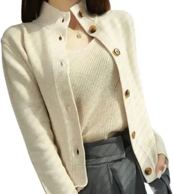 가디건 스웨터 메리노 울 가디건 탑 White XL