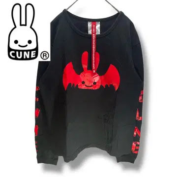 CUNE 빨간색 필로 빨간색 방망이 토끼 롱 T 사이즈 S
