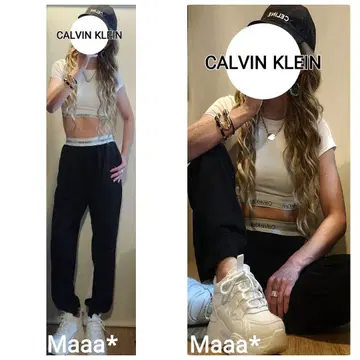 CALVIN KLEIN 허리 로고 테이프 스웨트 팬츠 조거 팬츠