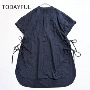 TODAYFUL 투데이풀 하프 슬리브 드레스 셔츠 밴드 카라 블랙