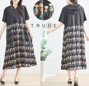 TRUBE 피규어 패턴 도킹 후디 원피스