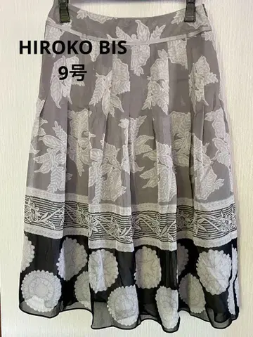 HIROKO BIS 그레이 계열 쉬폰 플레어 스커트 안감