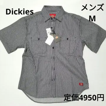 새상품 DICKIES 히코리 셔츠 스트라이프 반팔 워크 셔츠 M 남성용