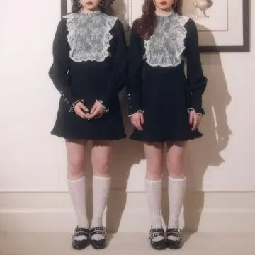 bubbles 요크 프릴 셋업 블랙