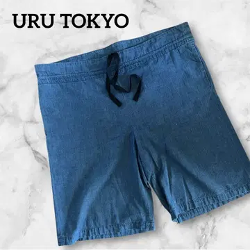 URU TOKYO 하프 팬츠 빅 사이즈 데님풍 이지 팬츠
