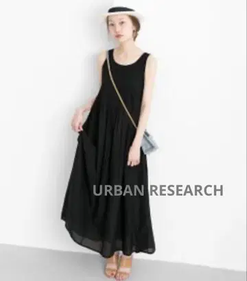 URBAN RESEARCH 개더 맥시 원피스 슬리브리스 블랙