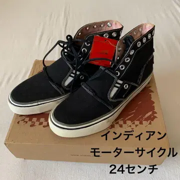 인디언 모터사이클 블랙 하이컷 캔버스 스니커즈 24cm