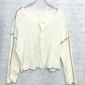 FLASH BLUE 캐주얼 모드 와플 드롭 숄더 가디건