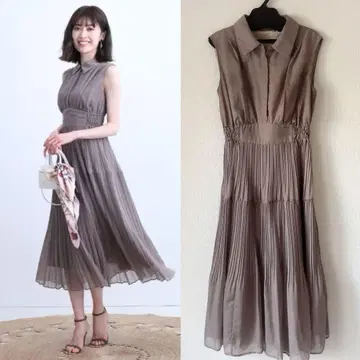 새상품급 브라운 플리츠 원피스 아푸와이저 리셰