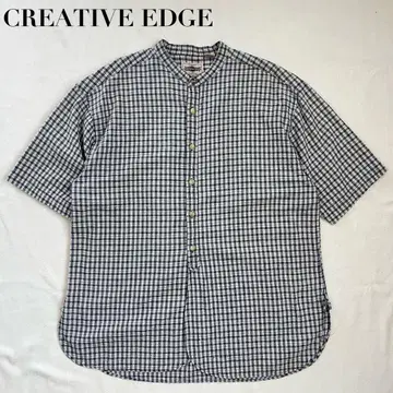 90s 홍콩산 CREATIVE EDGE 밴드 카라 반팔 셔츠 린넨