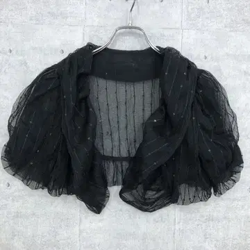 레트로 모드 구제 의류 결혼식 2차 모임 스팽글 오간자 레이스 볼레로