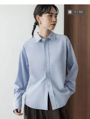 crewre 백 스티치 레귤러 셔츠 색스 블루 사이즈 1