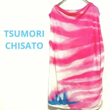 TSUMORI CHISATO 슬리브리스 실크 혼방 튜닉 핑크