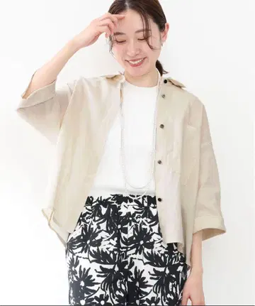 IENA 린넨 크롭 셔츠 내추럴 베이지 36