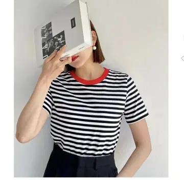 SALLURE COULEUR 반팔 보더 티셔츠