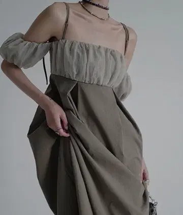 퍼프 소매 오프숄더 스트랩 드레스
