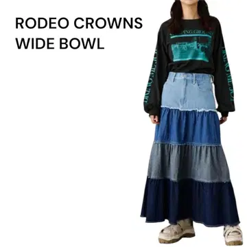 커스텀 티어드 데님 맥시 스커트 RODEO CROWNS 새상품
