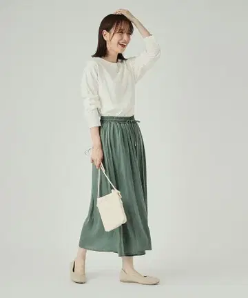 글로벌 워크 사라사라 릴랙스 플레어 와이드 팬츠