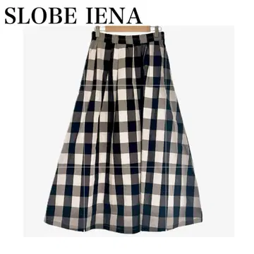 SLOBE IENA 깅엄 체크 타프타 랜덤 턱 스커트