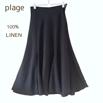 plage 플라주 린넨 머메이드 스커트 플레어 린넨 블랙 38 M