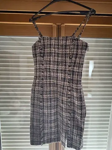 EVRIS 트위드 프린지 잔스카 FREE SIZE