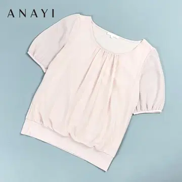 아나이 쉬폰 슬리브 블라우스 시스루 핑크 사이즈 38*CD1408