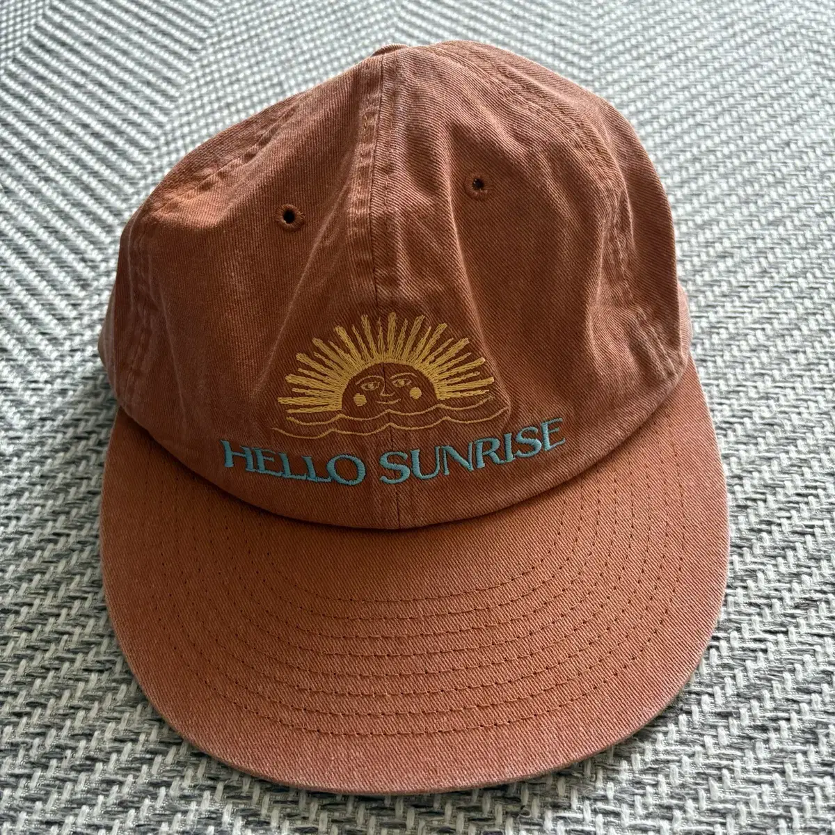 Hello Sunrise Washed OG Logo Orange Ball Cap on Bunjang