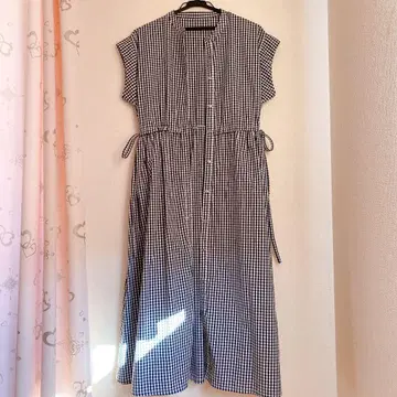 센스 오브 플레이스 프렌치 슬리브 셔츠 원피스 깅엄 체크