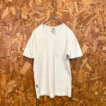 AVIREX U.S.A. 반팔 티셔츠 리브 타이트 면 혼방 화이트 남성용