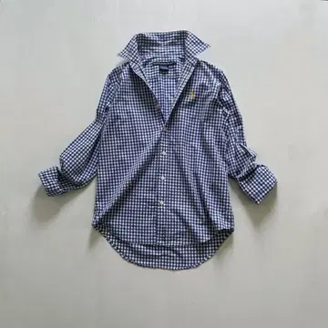 RALPH LAUREN 깅엄 체크 긴팔 셔츠 파랑 포니 자수