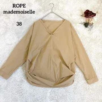 깔끔한 [로페 마드모아젤] ROPE 긴팔 셔츠 V넥 카멜색 38
