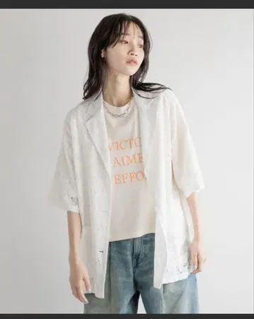 미사용 새상품 LOWRYS FARM 레이스 셔츠