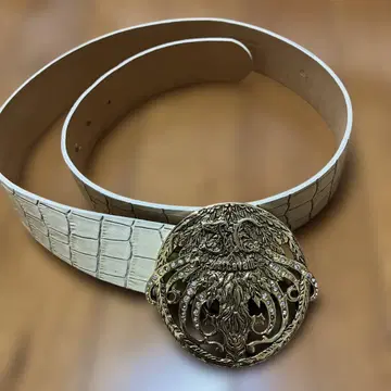Just Cavalli 화이트 가죽 벨트 JC 버클