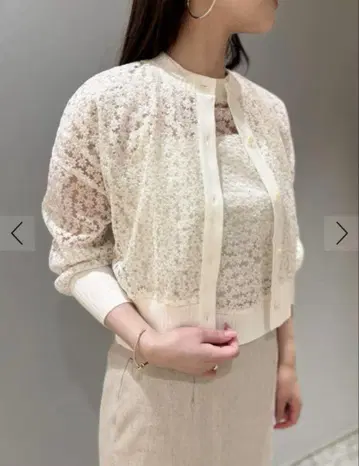 ballsey 튤 자수 레이스 숏 가디건