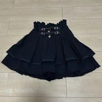 LIZLISA 2줄 리본 벨트 치마바지 블랙