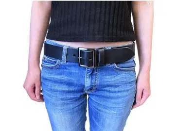도치기 가죽 벨트 (검정) 블랙 니켈 도금 버클 40mm 폭 통가죽