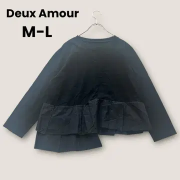 Deux Amour 블랙 M-L 아지메 헴 풀오버 페플럼 티셔츠
