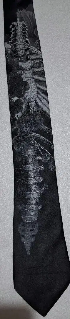 요지 야마모토, You ji Yamamoto 블랙 꽃과 뼈 무늬 넥타이