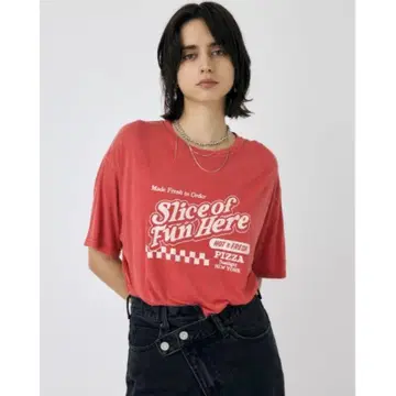 MOUSSY PIZZA STORE 티셔츠 레드 프리 사이즈