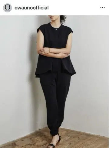 오아노 OWAUMO 조젯 스트레치 조거 팬츠 블랙 M