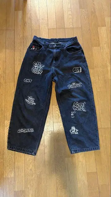 와이드 데님 블랙