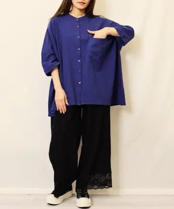 새상품 내추럴 린넨풍 넉넉한 돌먼 코튼 셔츠 겉옷/네이비 M~L