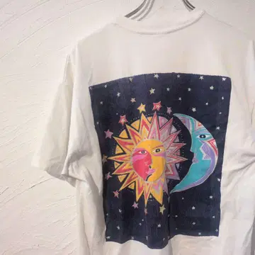 90s 백 프린트 아트 티셔츠 빈티지 싱글 스티치