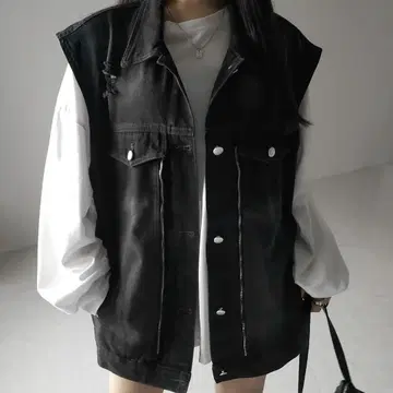 빈티지 라이크 데미지 오버 데님 베스트